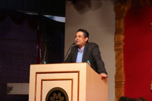 Sunder Madakshira delivering the keynote at Sri Madhwa Vadiraja Institute of Technology and Management, Udupi on 10th March 2018 and announcing the constitution of Sri Hayagreeva Prashasthi, the awards for the best performing students from I and II Year.